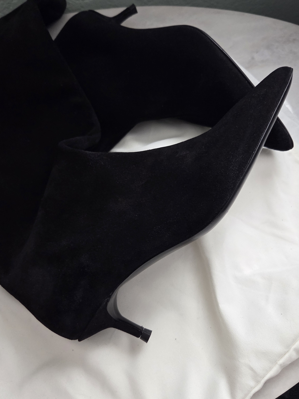 STAUD Black Suede Pointed-Toe Kitten Heel Boots - Picture 7 of 10